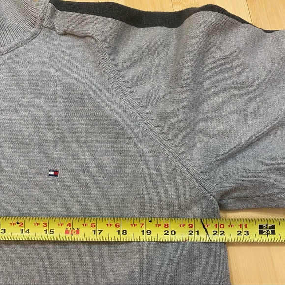 Tommy Hilfiger Grey Quarter Zip Heavy Sweater Sweatshirt Pullover Mens Size XL - Picture 6 of 12